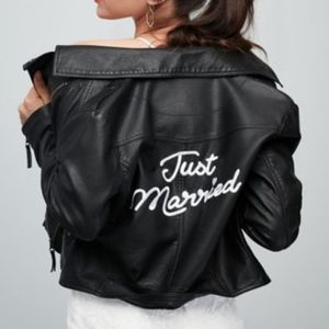 David's Bridal 👰‍♀️ Just Married Vegan Leather Jacket